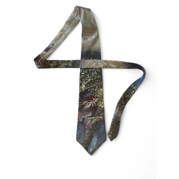 Endangered Species Men's Silk Necktie Bateleur by Carol Polich Eagle Tie Green - Picture 2 of 5